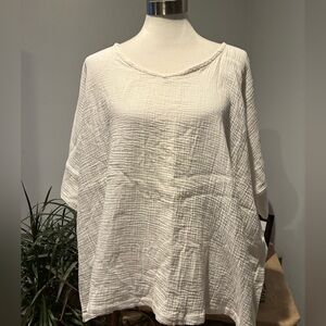 Joie Gauze Cotton White Blouse Size Medium NEW with tag Dolman Sleeves Oversized